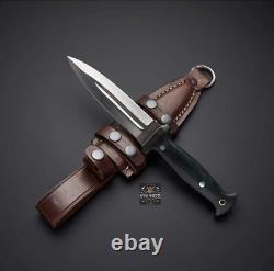 Couteau de chasse poignard en acier à haute teneur en carbone forgé à la main + étui