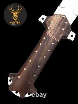 Couteau de chasse poignard tactique de survie en acier D2 fait main sur toute la longueur