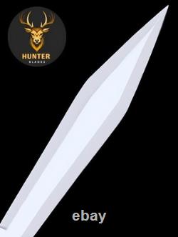 Couteau de chasse poignard tactique de survie en acier D2 fait main sur toute la longueur