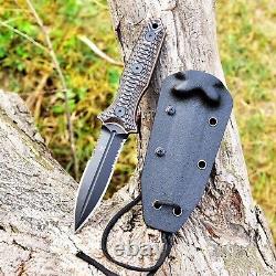 Couteau de chasse tactique à lame fixe pour la survie avec étui Kydex