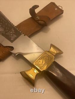 Couteau de chasse vintage Bowie avec étui et poignard de combat avec manche en tête de crâne