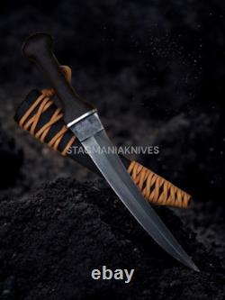 Couteau de chasse vintage en acier J2 forgé à la main, revêtu de poudre premium