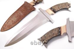 Couteau de combat à double tranchant en acier D2 avec finition satinée personnalisée 19Ozair