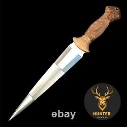 Couteau de combat à lame fixe, pleine soie, fait main en acier D2 tactique, de survie et de chasse
