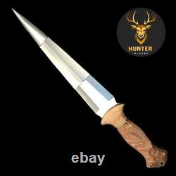Couteau de combat à lame fixe, pleine soie, fait main en acier D2 tactique, de survie et de chasse