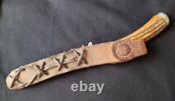 Couteau de combat allemand authentique de la Première Guerre mondiale 1914-1918 avec fourreau en cuir marqué