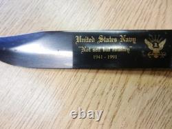 Couteau de combat commémoratif Camillus U.S.N. 1941-1991, dague légèrement corrodée