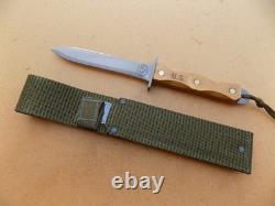 Couteau de combat dague vintage EK Knives Effingham, IL WD-3W avec manche en bois US