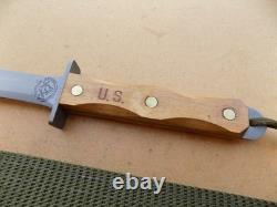 Couteau de combat dague vintage EK Knives Effingham, IL WD-3W avec manche en bois US