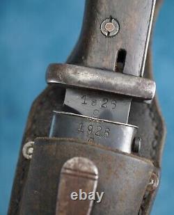 Couteau de combat de baïonnette allemande K98 de la Seconde Guerre mondiale avec étui en cuir de l'armée américaine - correspondant à la Heer #