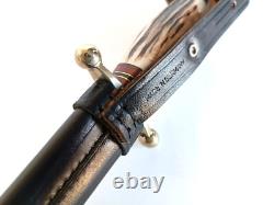 Couteau de combat de botte à double tranchant LINDER allemand en corne de cerf état neuf