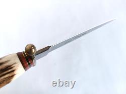 Couteau de combat de botte à double tranchant LINDER allemand en corne de cerf état neuf