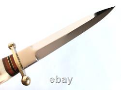 Couteau de combat de botte à double tranchant LINDER allemand en corne de cerf état neuf