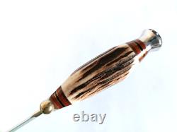 Couteau de combat de botte à double tranchant LINDER allemand en corne de cerf état neuf