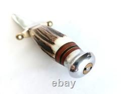 Couteau de combat de botte à double tranchant LINDER allemand en corne de cerf état neuf