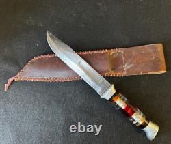 Couteau de combat de théâtre de la Seconde Guerre mondiale, dague à manche empilé en lucite plexiglas avec fourreau WP