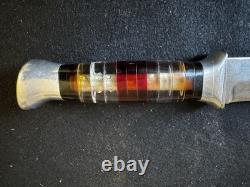 Couteau de combat de théâtre de la Seconde Guerre mondiale, dague à manche empilé en lucite plexiglas avec fourreau WP