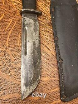 Couteau de combat militaire vintage WW2 CATTARAUGUS 225Q et étui en cuir