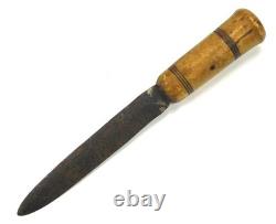 Couteau de combat primitif américain ancien du XIXe siècle, dague à pointe de lance, manche en bois