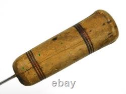 Couteau de combat primitif américain ancien du XIXe siècle, dague à pointe de lance, manche en bois