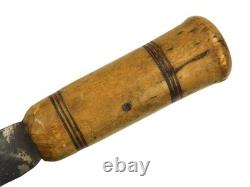 Couteau de combat primitif américain ancien du XIXe siècle, dague à pointe de lance, manche en bois