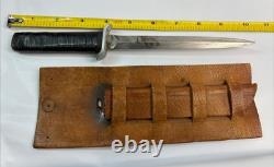 Couteau de commandement Fairbairn-Sykes vintage 9,75 OAL avec poignée en cuir et pommeau en laiton