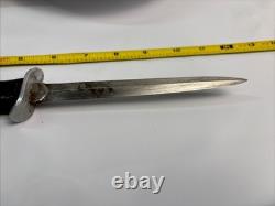 Couteau de commandement Fairbairn-Sykes vintage 9,75 OAL avec poignée en cuir et pommeau en laiton