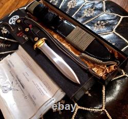 Couteau de commando John Ek, modèle Richmond 4, dague avec fourreau en cuir, années 80, vintage, très bon état