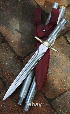 Couteau de commando vissable fait main en acier, lame en forme de lance, avec fourreau 42.