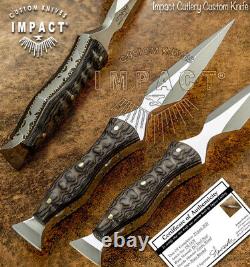 Couteau de poche Impact Rare sur mesure en D2 à lame pleine et manche en bois exotique