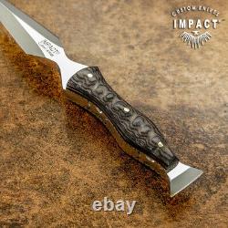 Couteau de poche Impact Rare sur mesure en D2 à lame pleine et manche en bois exotique