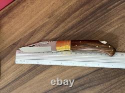 Couteau de poche LEOPARD Lame Dague Poignée en bois Étui vintage en cuir Boîte Cadeau Se