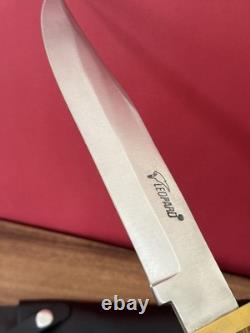 Couteau de poche LEOPARD Lame Dague Poignée en bois Étui vintage en cuir Boîte Cadeau Se