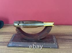 Couteau de poche LEOPARD Lame Dague Poignée en bois Étui vintage en cuir Boîte Cadeau Se