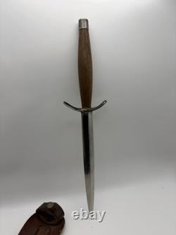 Couteau de style combat dague vintage, manche en bois, sans marque, lame fixe, 6