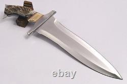 Couteau de survie Bowie HB1689 Dague en acier D2 avec lame pleine tang de 4 mm d'épaisseur et corne de ram 19Kma