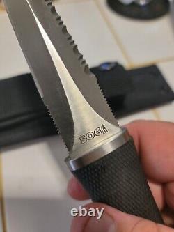 Couteau de survie Vintage Sog Pentagon S14 Seki Japan avec étui en nylon jamais utilisé