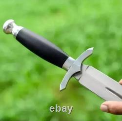 Couteau de survie à lame en acier au carbone fabriqué à la main sur mesure, couteau de chasse et de camping
		
 <br/>	