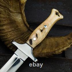 Couteau de survie, dague, couteau de chasse et de camping en acier au carbone fait main sur mesure