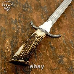 Couteau épée d'art D2 personnalisée rare Impact Cutlery couronne bois de cerf
