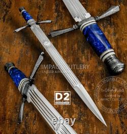 Couteau épée poignard Art Fuller D2 27,25 sur mesure de coutellerie à impact unique