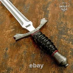 Couteau épée poignard D2 rare sur mesure Impact Cutlery avec garde en damas