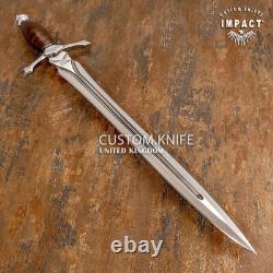 Couteau épée poignard en cuir empilé sur mesure avec coupe rare et impact unique