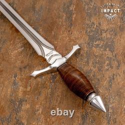 Couteau épée poignard en cuir empilé sur mesure avec coupe rare et impact unique