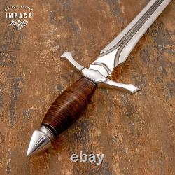 Couteau épée poignard en cuir empilé sur mesure avec coupe rare et impact unique