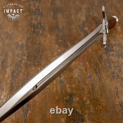 Couteau épée poignard en cuir empilé sur mesure avec coupe rare et impact unique