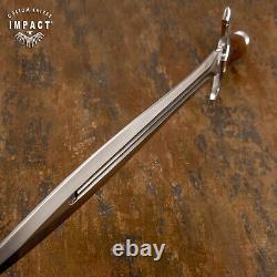 Couteau épée poignard en cuir empilé sur mesure avec coupe rare et impact unique
