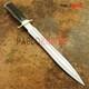 Couteau Grand Poignard De Chasse En Acier J2 Fait Main Premium Avec Poignée En Cuir Empilée