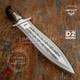 Couteau Poignard Artistique En Acier D2 Avec Plein, Sur Mesure Impact Cutlery, Couronne En Bois De Cerf