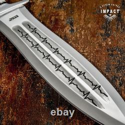 Couteau poignard artistique en acier D2 avec plein, sur mesure Impact Cutlery, couronne en bois de cerf